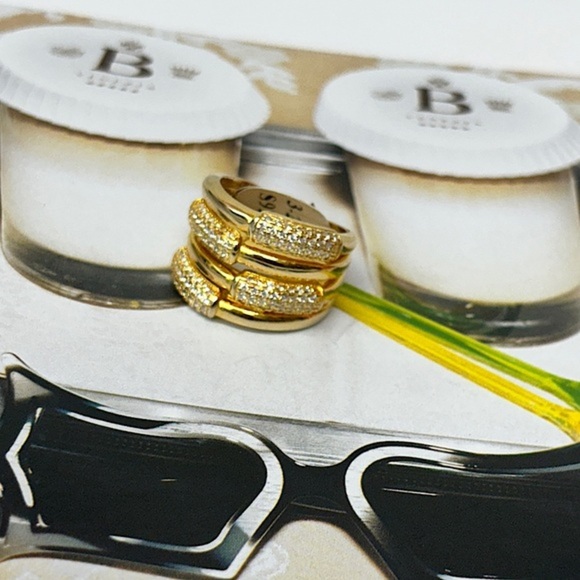 Kelis Beautiful Gold Zig Zag Cz 925 Sterling Band Ring - Picture 1 of 5